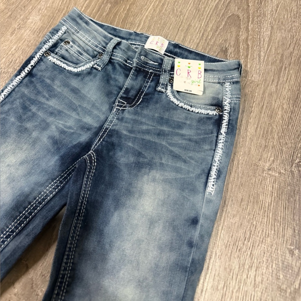Girls CRB Embellished Skinny Jeans | Medium Wash Denim | Size 8 - Picture 5 of 11